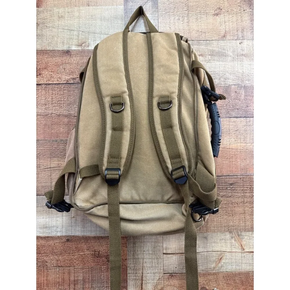 Canvas Backpack Travel Bag Hiking Bag Camping Bag Rucksack Khaki